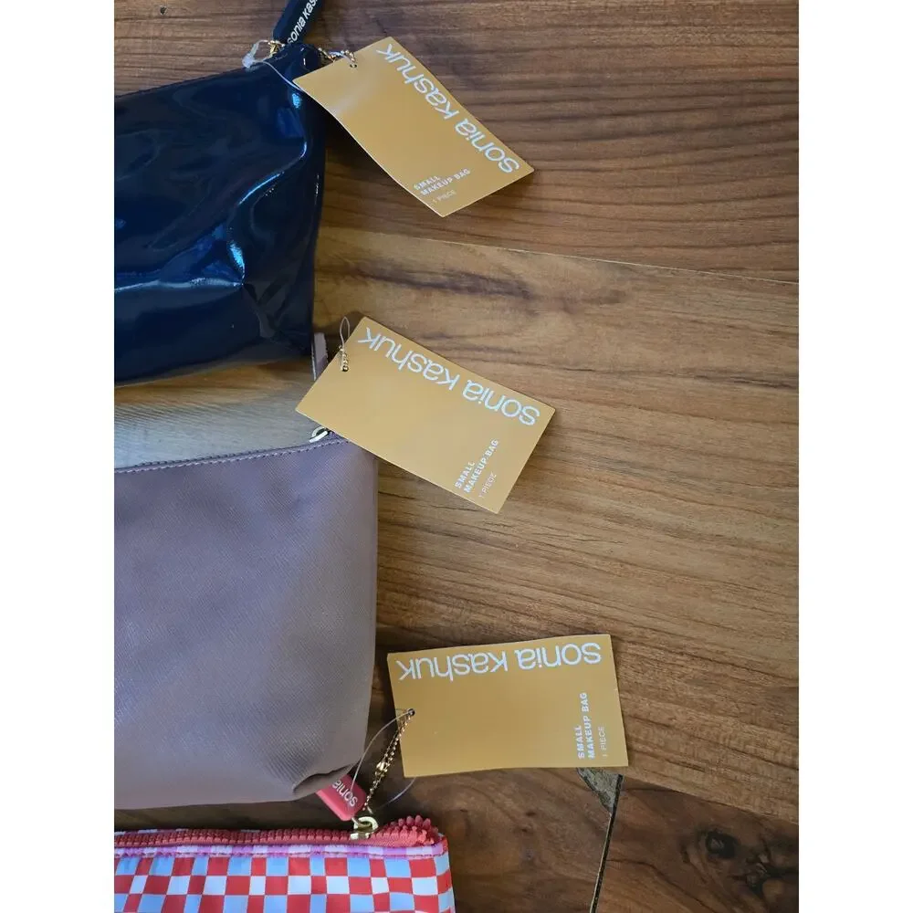 3 Sonia Kashuk™ Small Makeup Bag Patent Zip Up Clutch Style s33